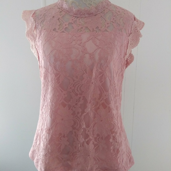 Tops - Pink lined cap sleeve blouse